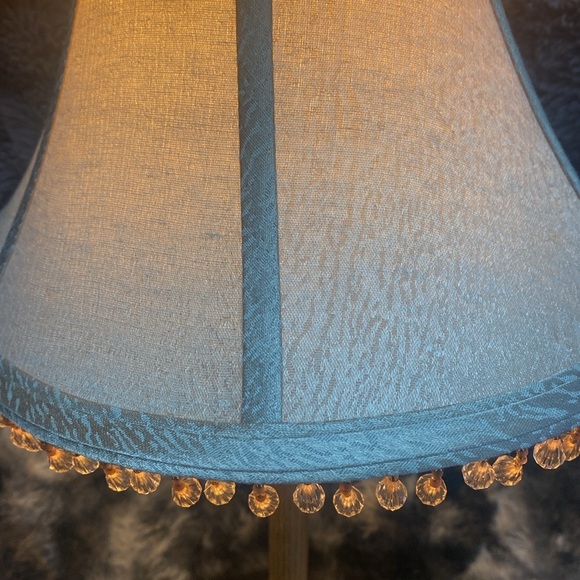 Elegant Gold Elephant Table Lamp with Beaded Trimmed Cloth shade - Picture 9 of 17